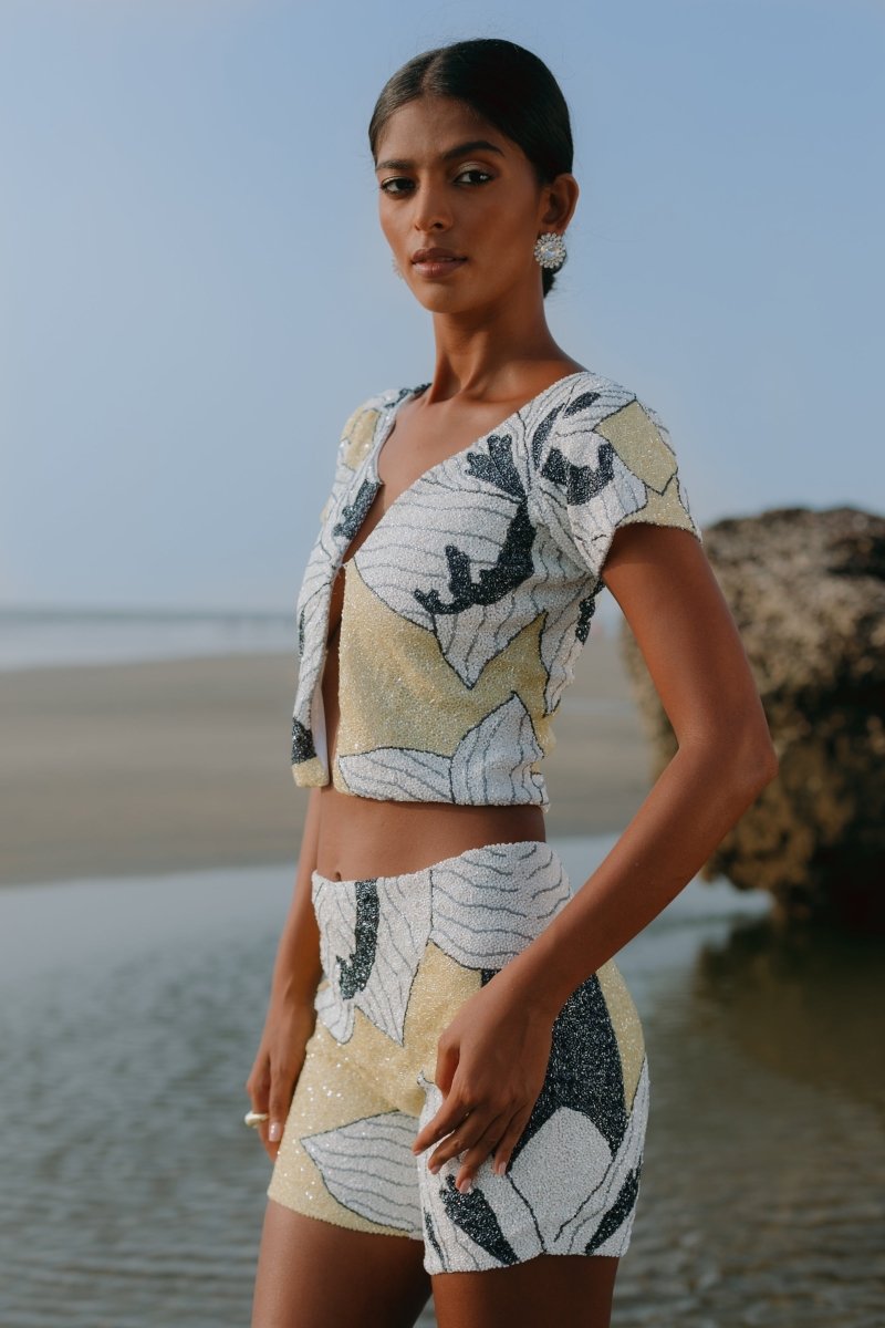 Lily Rose Short in Yellow Oceanus x By Poppy - Oceanus Swimwear