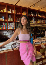 Monty Co - ord Hand Embroidered Bead Top Pink - Oceanus Swimwear