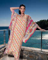 Oceanus x Zandra Rhodes Dream Kaftan Dress – Artistic patterned kaftan maxi long dress – Oceanus Swimwear