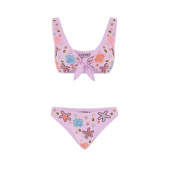 Orla Tie In The Middle Bikini Bottom Lilac - Oceanus Swimwear