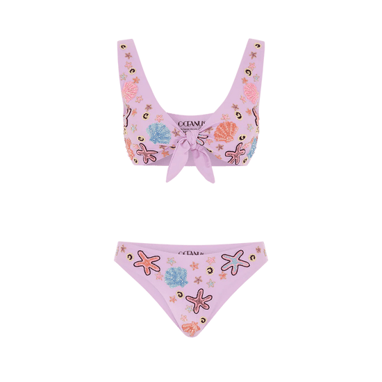 Orla Tie In The Middle Bikini Top Lilac - Oceanus Swimwear