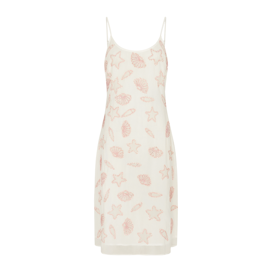 Alyssa Sequin Cut-Out Shell Artwork White Dress