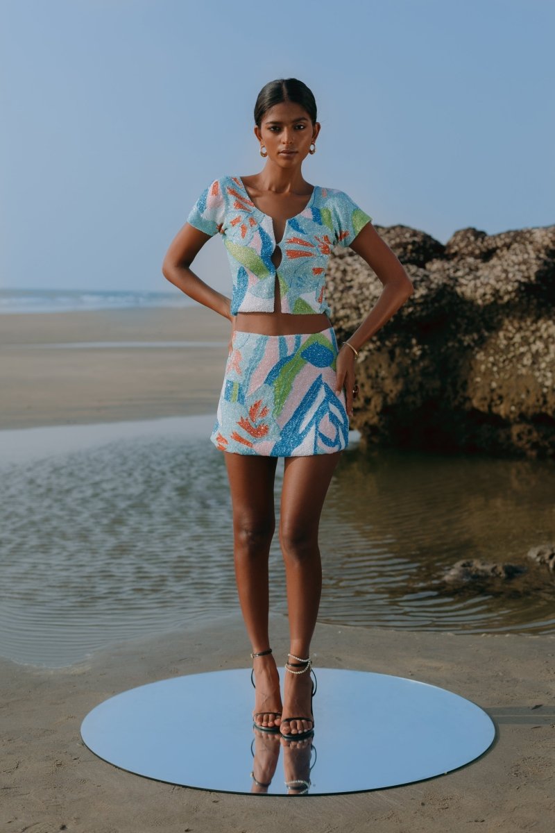 Maya Petal Hand Beaded Skirt Oceanus x By Poppy - Oceanus Swimwear