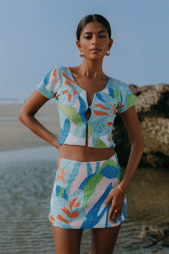 Maya Petal Hand Beaded Skirt Oceanus x By Poppy - Oceanus Swimwear