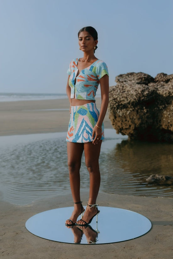 Maya Petal Hand Beaded Skirt Oceanus x By Poppy - Oceanus Swimwear