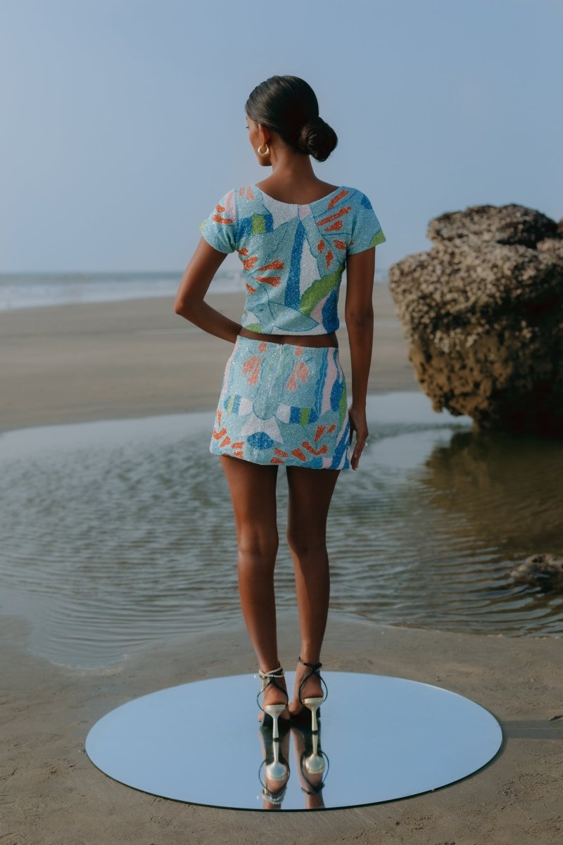 Maya Petal Hand Beaded Skirt Oceanus x By Poppy - Oceanus Swimwear