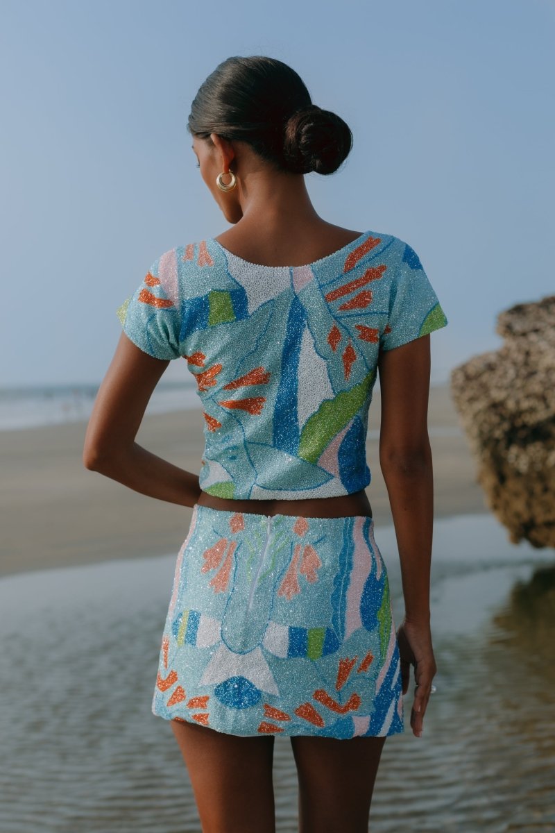 Maya Petal Hand Beaded Skirt Oceanus x By Poppy - Oceanus Swimwear