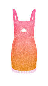 Artemis Sunset Beaded Tassled Mini Dress