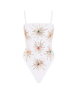 Dolly Two Strap Retro Swimsuit White - Oceanus Swimwear