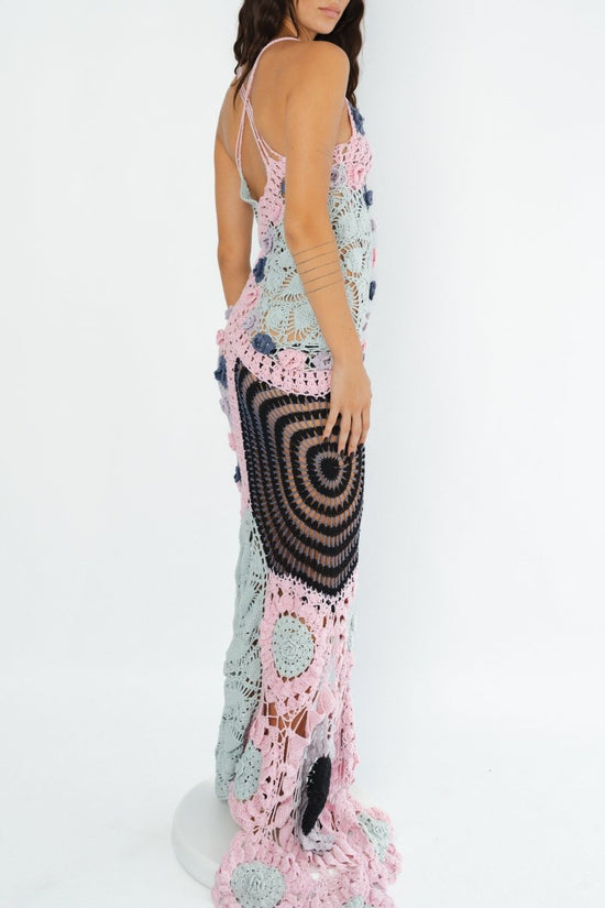 Cassandra Vintage Crochet Evening Dress Multi - Coloured - Oceanus Swimwear