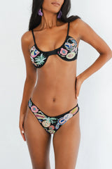 Fruit Hand beaded Underwire Bikini Bottom Black - Oceanus Swimwear