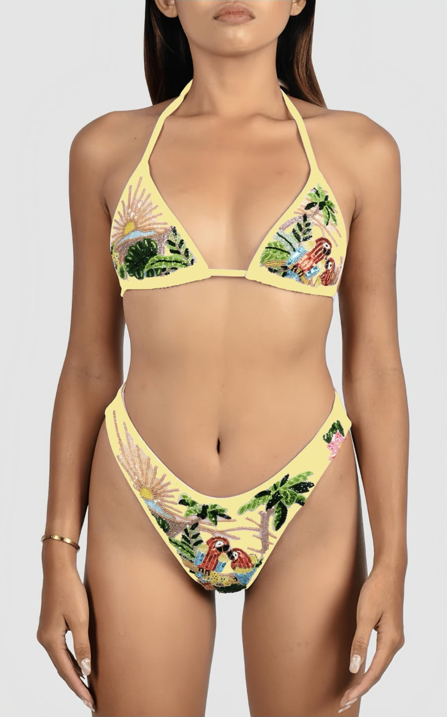 Charli Embellished Premium Tropical Bikini Top