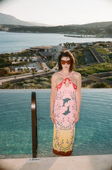 Dolphin Sunset Ombré Hand Beaded Maxi Dress