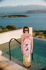 Dolphin Sunset Ombré Hand Beaded Maxi Dress