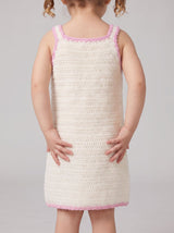 Coral White Crochet Kids Dress
