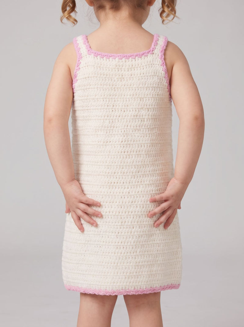 Coral White Crochet Kids Dress