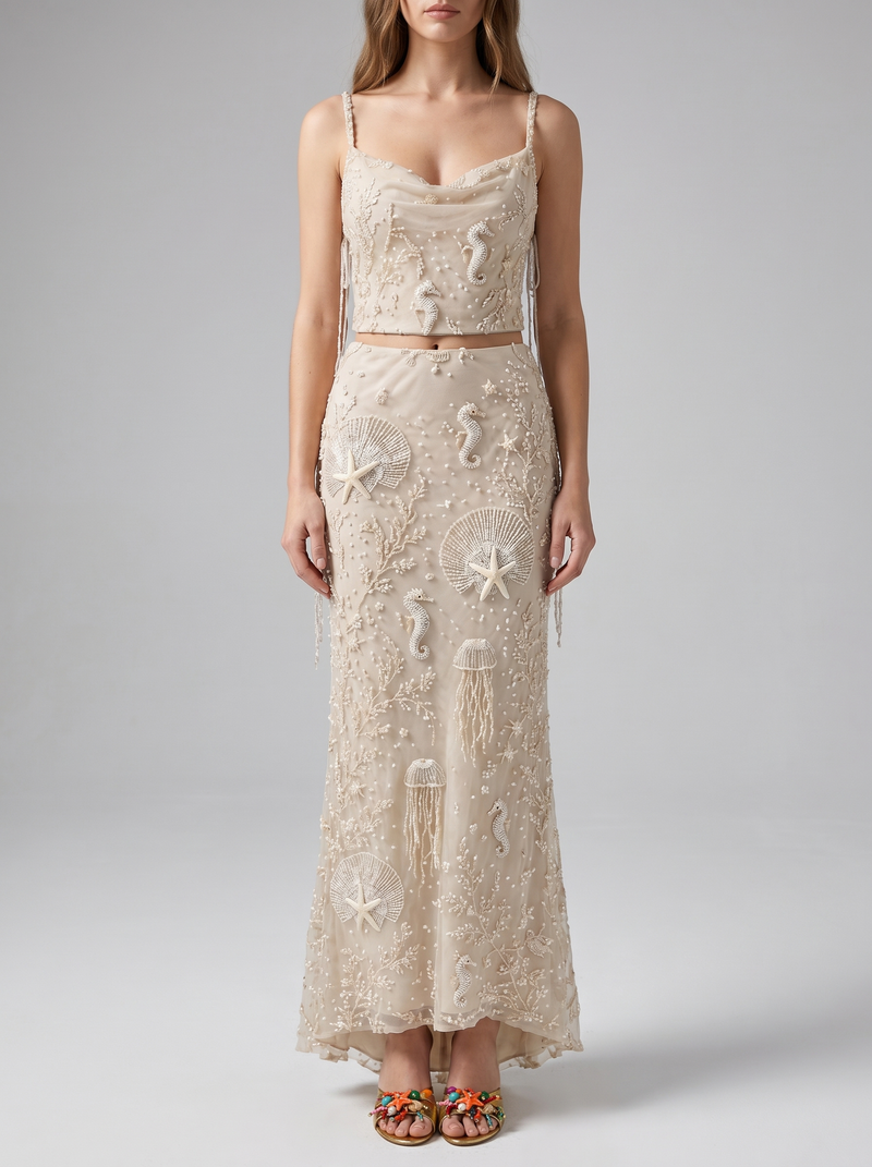 Delphine White Maxi Co-ord Skirt