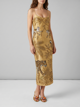 Zola Gold Midi Strap Dress