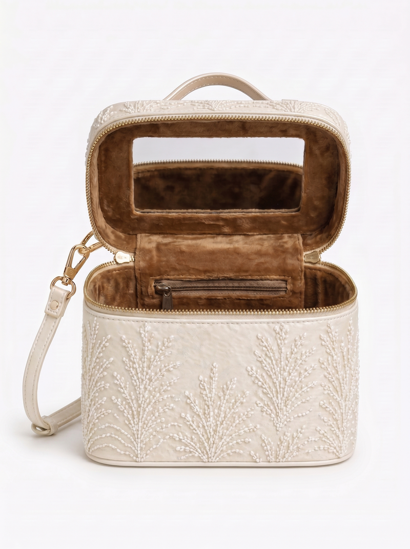 Bridal Coral White Vanity Bag