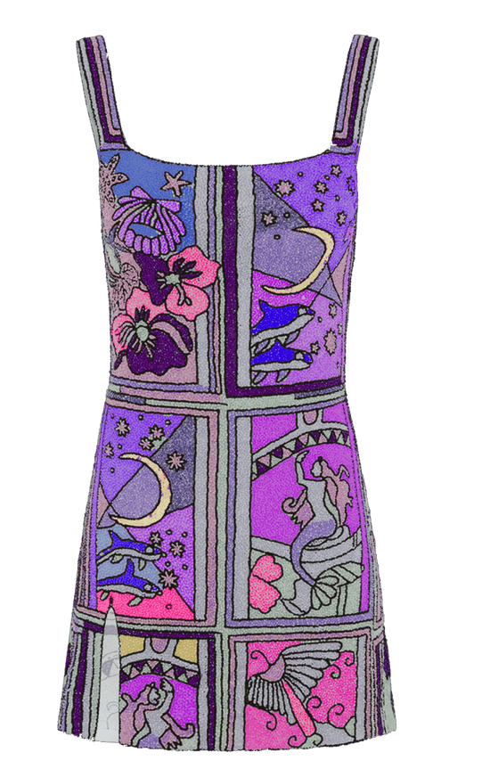 Talia Hand Beaded Multi - Coloured Crystal Party Dress - Oceanus Swimwear