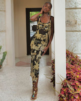 Tropica Black Gold Mesh Maxi Dress