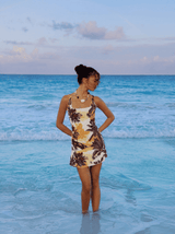 Kulani Kinis x Oceanus Golden Sunset Beaded Mini Dress