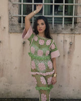 Elle Crochet Dress Green/Pink - Oceanus Swimwear