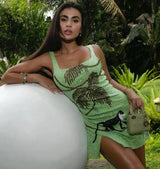St. Barth Hand - Beaded Crystal Dress - Green - Oceanus Swimwear