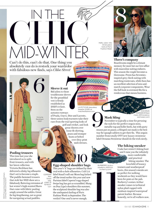 Oceanus cherry mask featured in Evening Standard magazine 2020 - Oceanus Swimwear