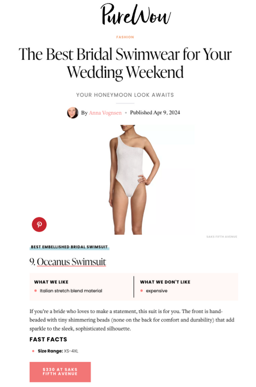 Purewow: The Best Bridal Swimwear for Your Wedding Weekend