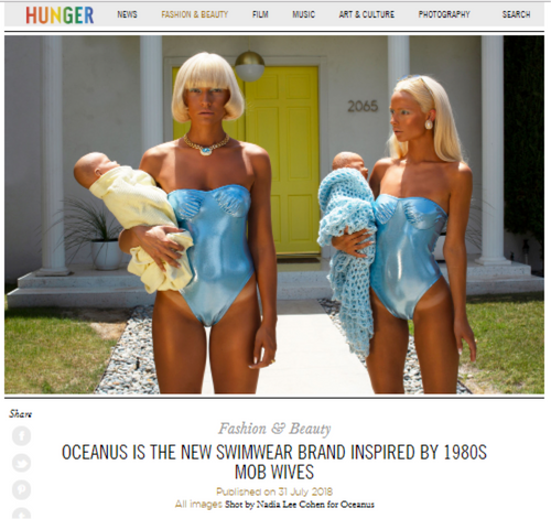 Oceanus Featured In Hunger - Oceanus Swimwear