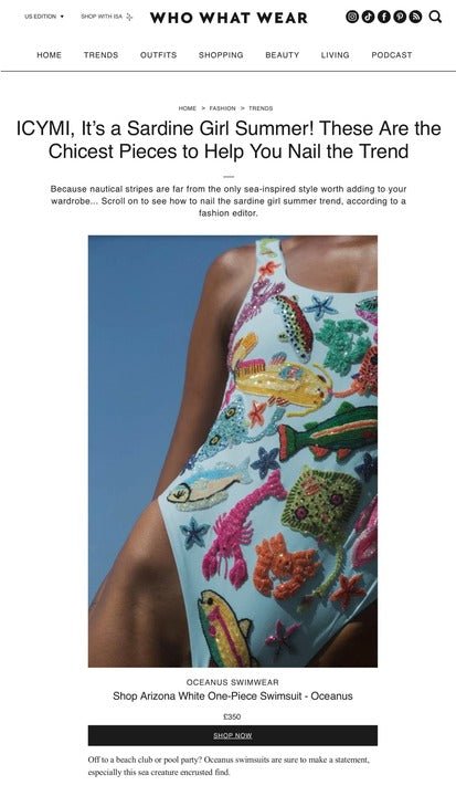ICYMI, It’s a Sardine Girl Summer! These Are the Chicest Pieces to Help You Nail the Trend - Oceanus Swimwear