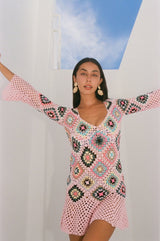 Spring Pink Crochet Dress - Oceanus Swimwear