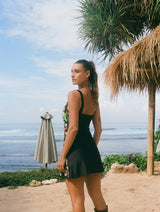 Aurelia Embroidered Luxury Sequin Mini Dress Black - Oceanus Swimwear