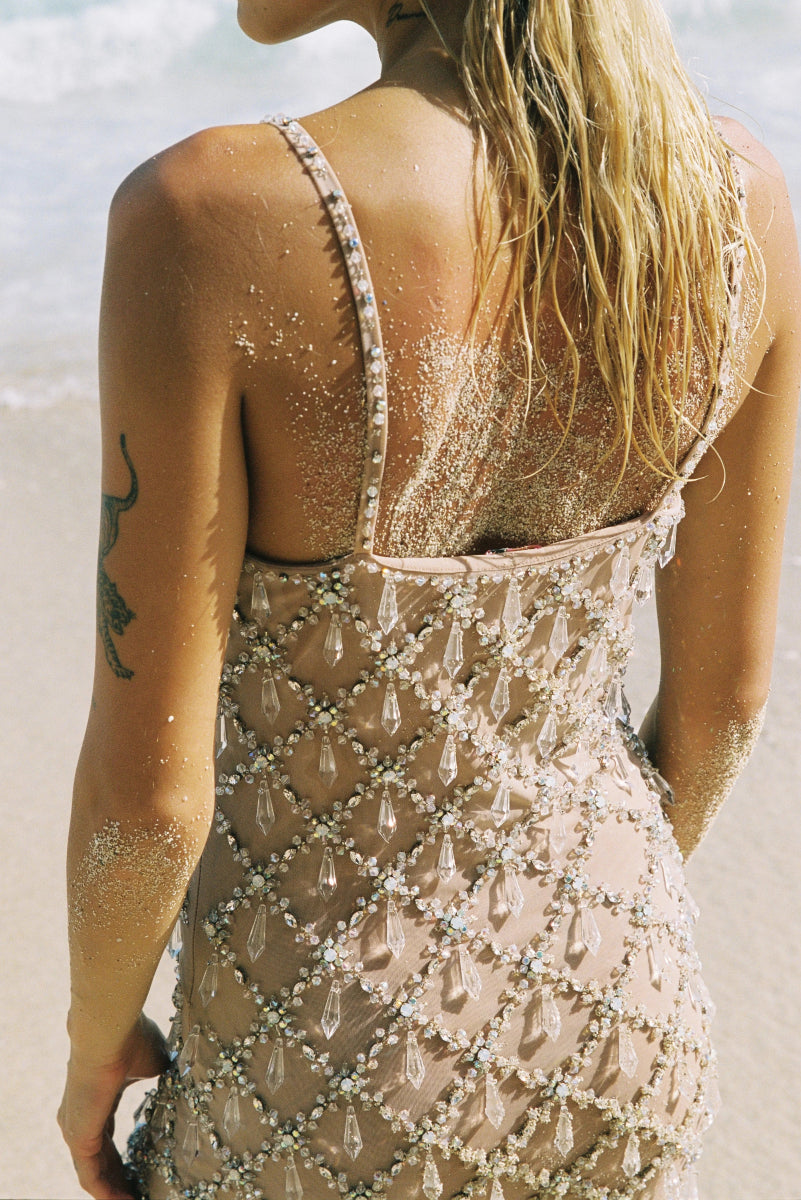 Calliope Luxury Crystal Maxi Party Dress Multi Colour