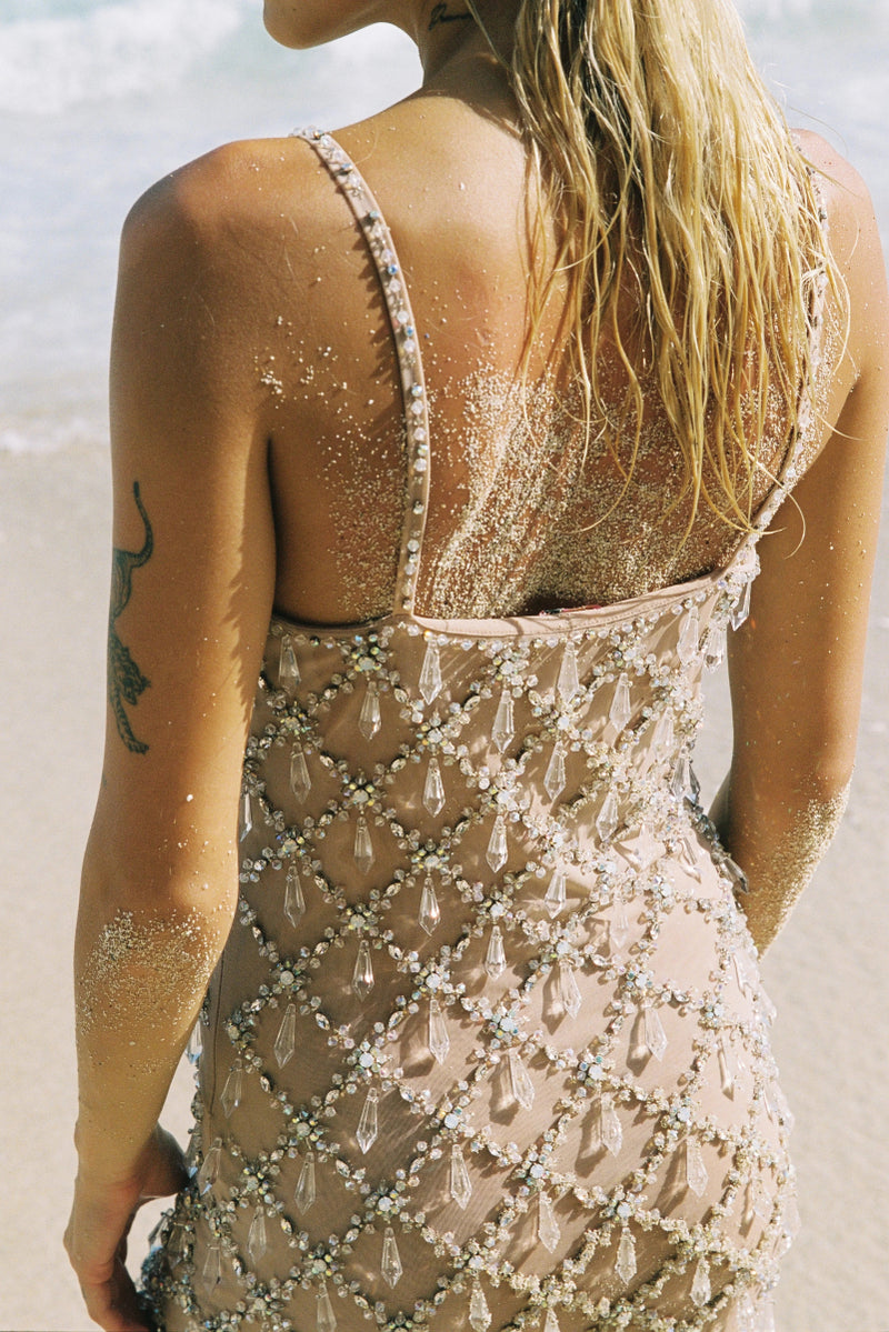 Calliope Luxury Crystal Maxi Party Dress - Oceanus Swimwear