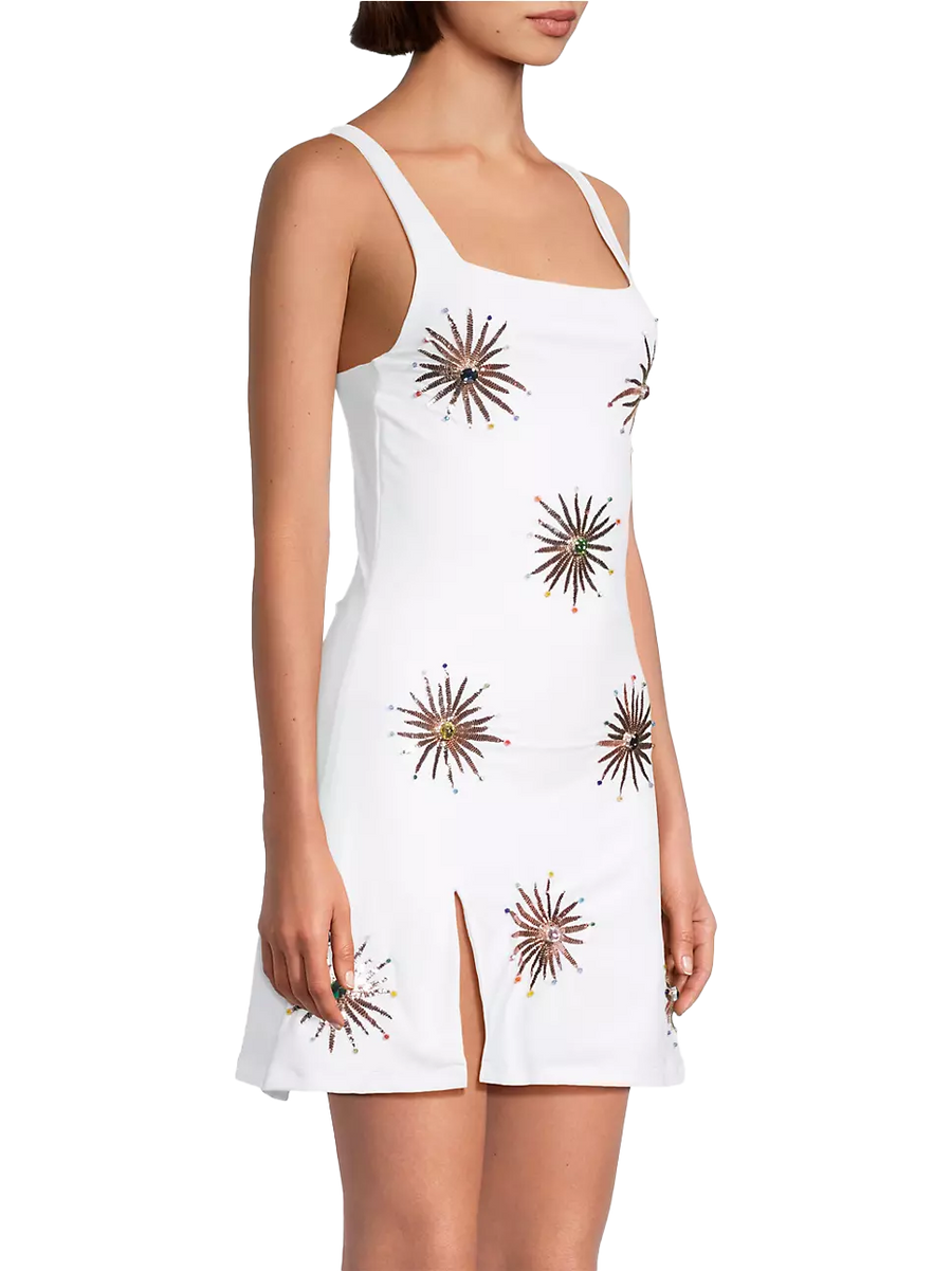 Callie Luxury Embellished White Party Dress