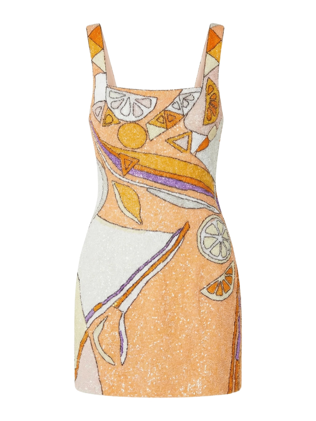 Palm Beach Hand-Beaded Mini Dress Orange