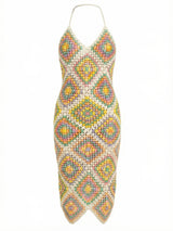 Katerina Crochet And Sequin Luxe Multi Coloured Dress