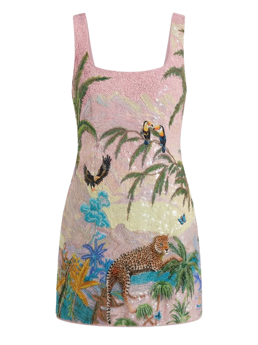 Paradise Safari Beaded Mini Dress – Pink