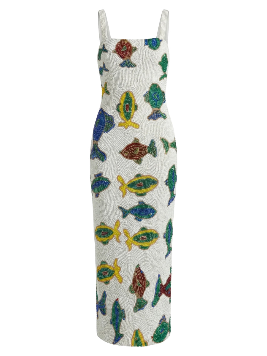 Tropical Fish Beaded Long Dress