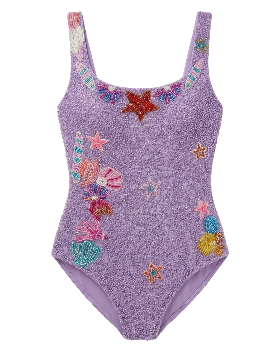 Sea Whisper Fully Beaded Pink Swimsuit