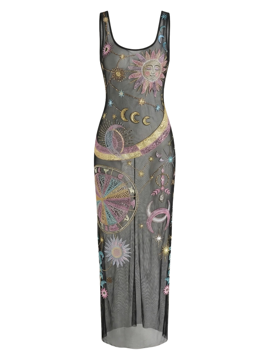 Starlit Cosmos Sheer Maxi Dress