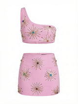 Callie Co-ord Luxe Mini Skirt Pink