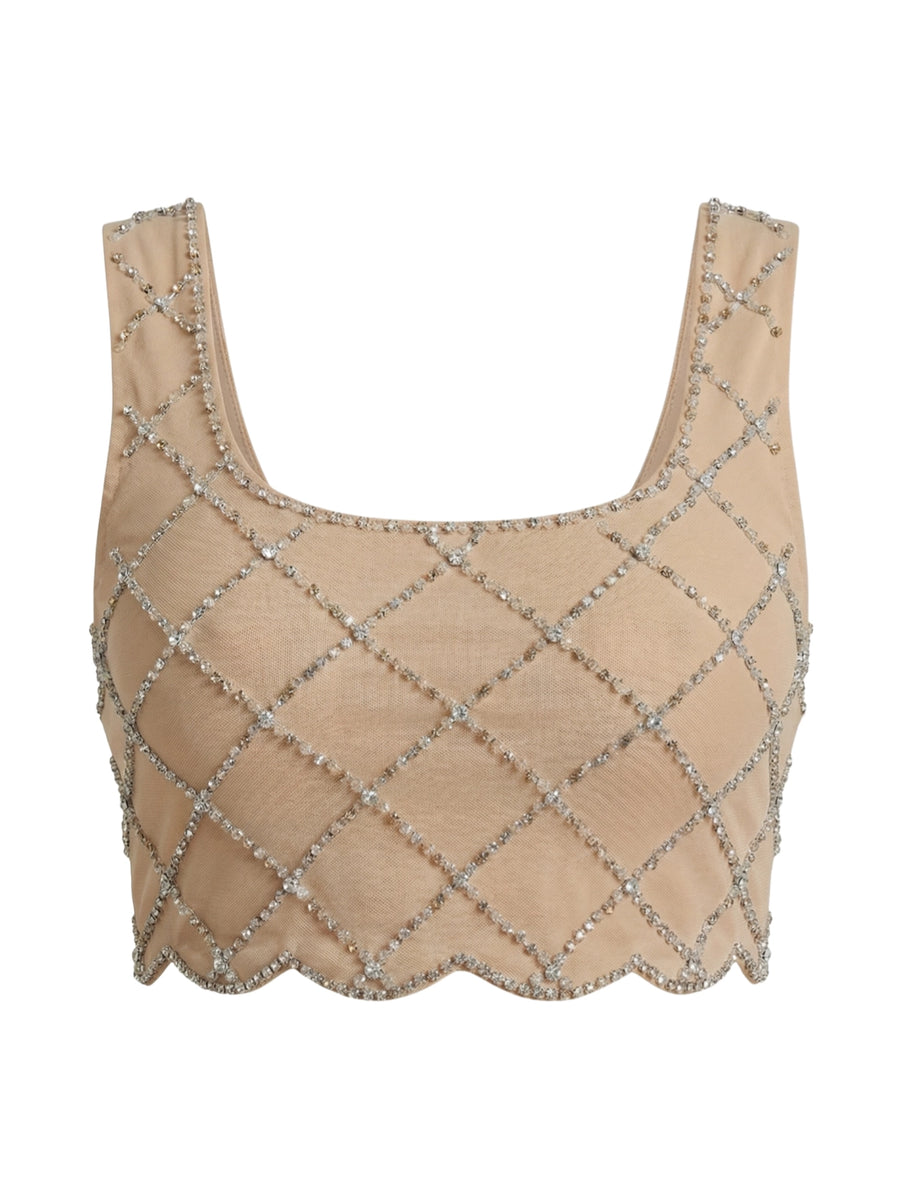 Diamonds and Pearls Nude Crop Top