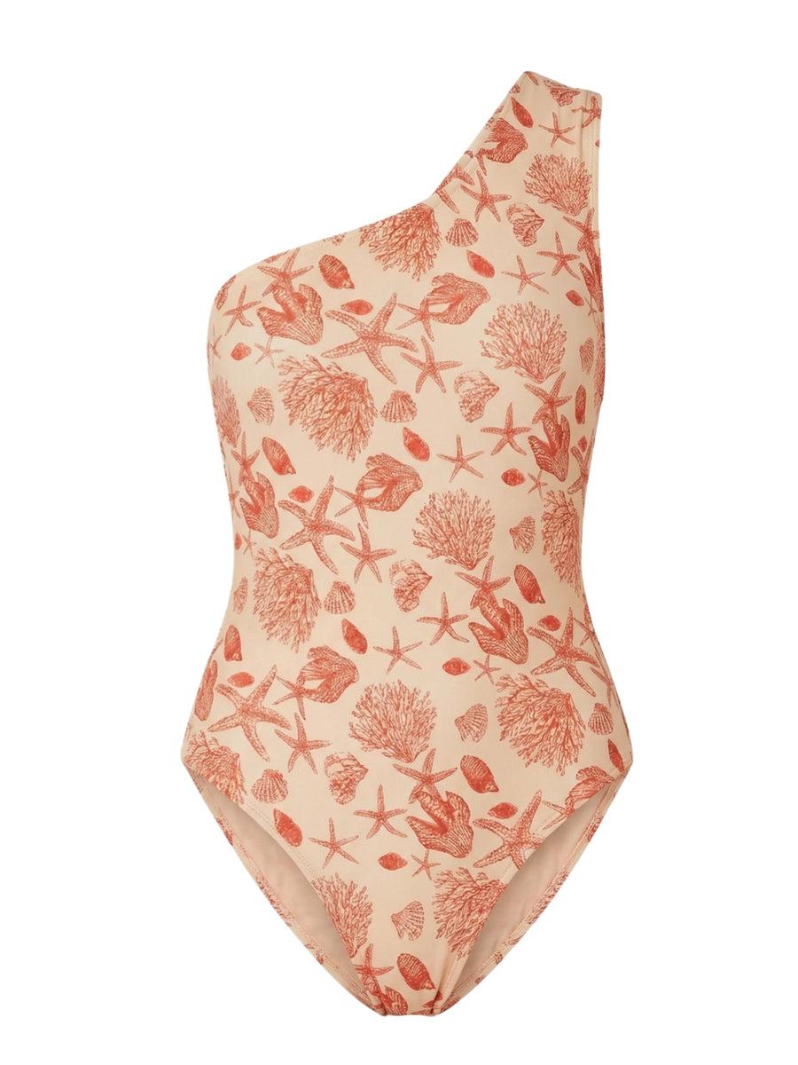 Coral Shell Starfish Nude and Red Swimsuit