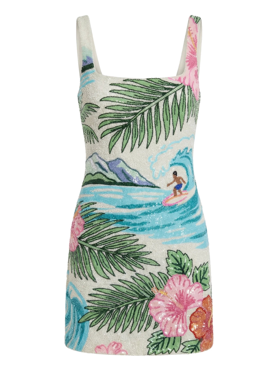 Tropical Surf Beaded Mini Dress