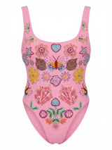 Mirrored Sea One Piece Swimsuit Pink