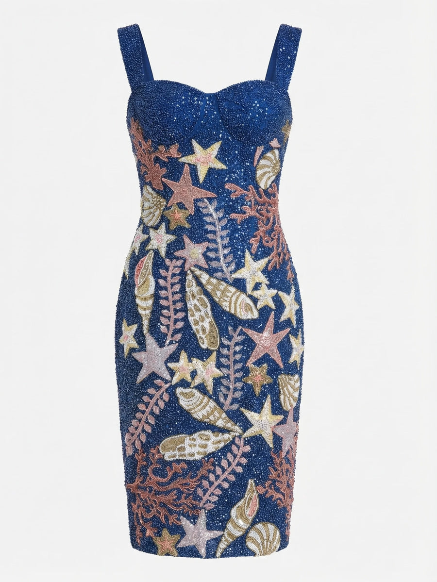 Starfish and Shell Navy Dress