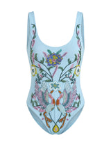 Una High Cut Scoop Back Blue Swimsuit